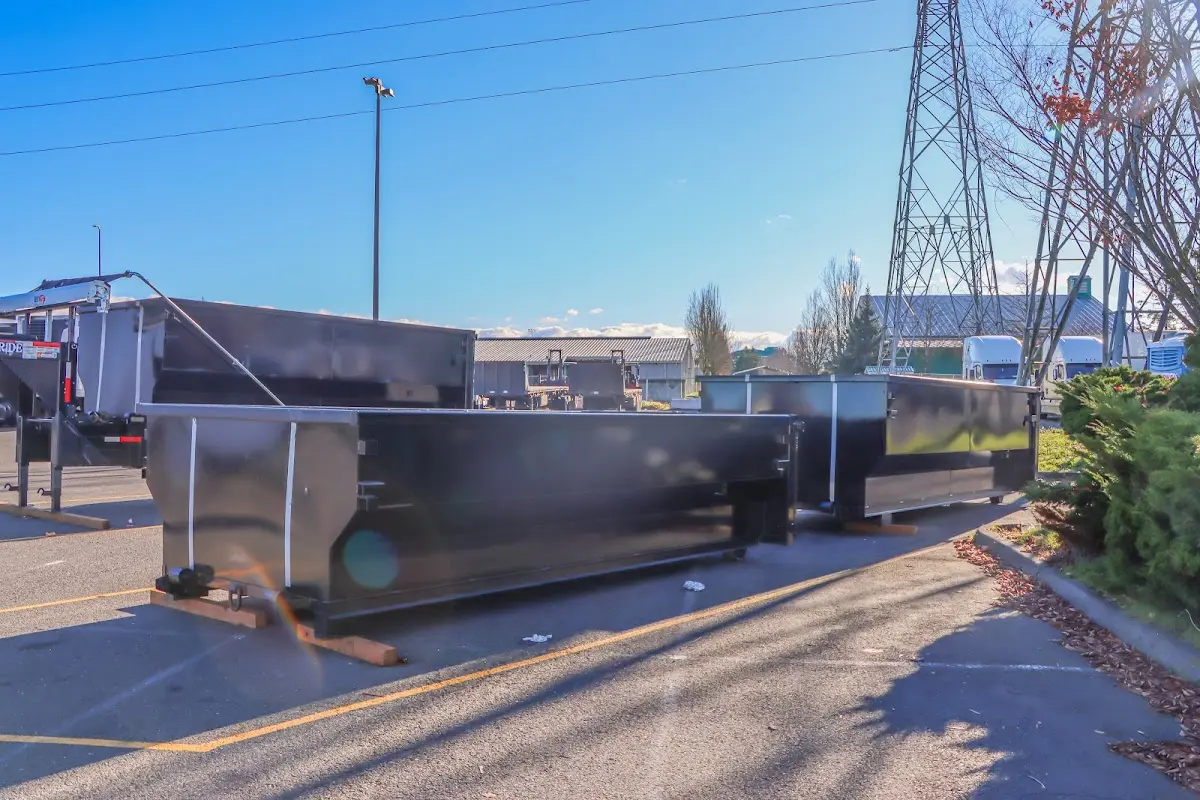 Roll-off dumpster ready for waste disposal at job site for 6 Yard Dumpster Rental in Valley Center